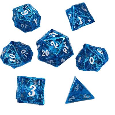 China DND Games Metal Cavity DND Dice Set - Beautiful Blue Dragon Metal Dice Set RPG Game - Amazing D&D Dungeons and Dragon Dice for sale