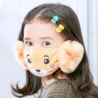 China Heath Protection Custom New Design Washable Warm Plush Earmuffs Support Cartoon Children Kids Face Mask for sale