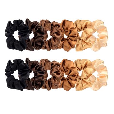 China Vintage Fashion Satin Fabric Solid Color Hair Tie Ropes Silk Elastic Large Size Scrunchies for sale