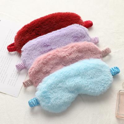 China Promotional Cheap Luxury Adults Anti-puffiness Satin Imitation Rabbit Fur Eye Silk Sleep Mask for sale