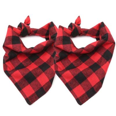 China Viable Wholesale Custom Made Pet Cotton Plaid Triangle Dog Collar Bandana for sale