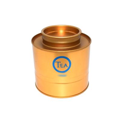 China High Quality Food Gold Round Tin Box With Competitive Price Coffee Bean Mint Tea Tin Box for sale