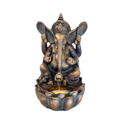 China Outdoor Hindu God Vastu Elephant Large Water Feature China Ganesha Resin Meditating Buddha Fountain for sale