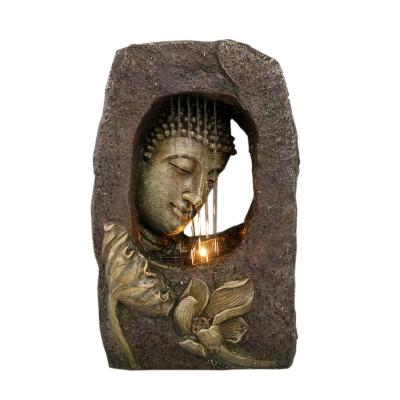 China China Outdoor Water Feature Garden Raining Decorated Buddha Head Fountain With Led for sale