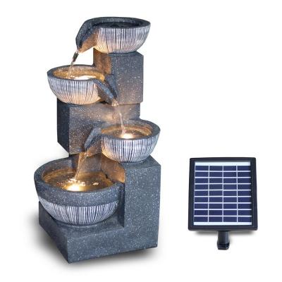 China China Outdoor Water Feature Garden Polyresin 4 Tiers Decorative Pot Fountain With Solar Pump for sale