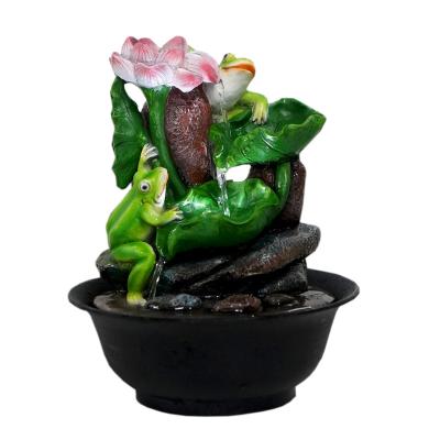 China China Electric Pump Indoor Decoration Fountain Resin Frog Tabletop Fountain with Lotus for sale