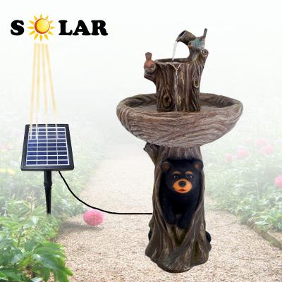 China China Outdoor Feature Resin Wood Decorative Water Bird Drinking Solar Fountain With LED for sale