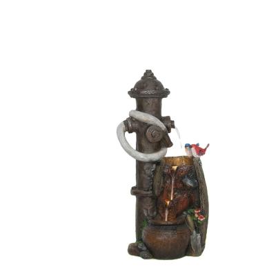 China Resin Outdoor Garden Feature China Water Fire Hydrant Decorative Solar Pond Fountain for sale