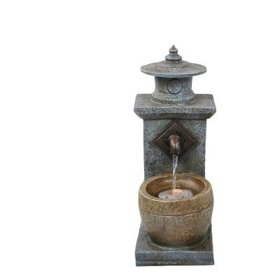 China Outdoor Decorative China Feature Polyresin Pagoda Solar Powered Water Fountain Pump for sale