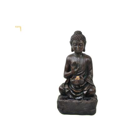 China China Outdoor water feature resin garden decorative Buddha statue concrete water fountain with LED for sale