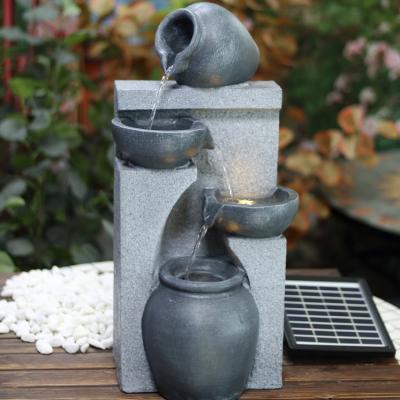 China China Water Feature Cast Iron Outdoor Fountain Pot Decoration Overflowing Solar Water Fountain With Led Lights for sale