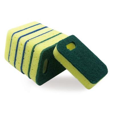 China Durable High Density PU Dishwashing Sponge Scouring Pad Double Side Kitchen Cleaning Block With Scrubber Pad for sale