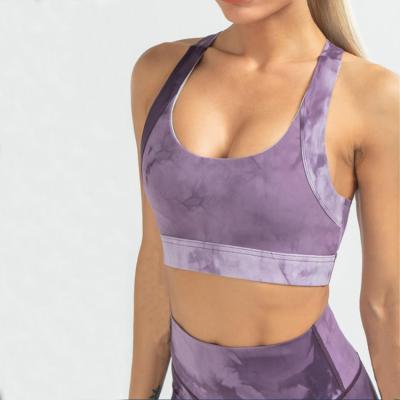 China Woman Yoga Wear Sexy Womens Tie Breathable Matrix Set Activewear Sports Running Bra Gaiters Tie Dye Yoga for sale