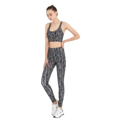 China New Design Breathable High Quality Active Wear High Waist Train Wear Print Color Two Piece Fitness Wear For Ladies for sale