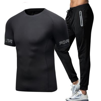 China 2022 Breathable Short Sleeve Solid Customized Train Wear Two Piece Hot Sale Gym Active Wear Custom Logo Fitness Wear for sale