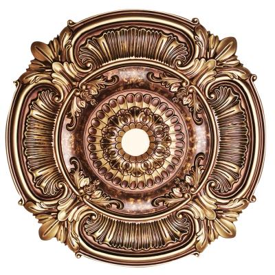 China Artistic European Style Decorative Round Banruo Ceilings PU Ceiling Medallion Panel Plastic Panel For Interior Lighting Decor for sale