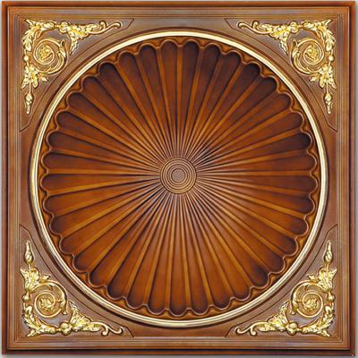 China Artistic Decorative Antique Bronze Aluminum Banruo Polyurethane PU Mahogany Low Ceiling Panel Tiles Medallion For Ceiling Light Lamp for sale