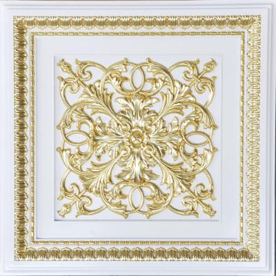 China Artistic Ceiling Medallion Square PS Ceiling Decoration Panel Artistic Ceilings New Design For Home Decoration for sale