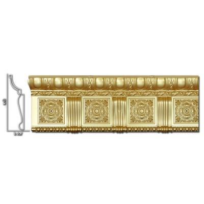 China Hot Selling Traditional Polystyrene Banruo Decorative Cornice Gold Wreath Molding Plastic Skirting For Church Interior Decoration for sale