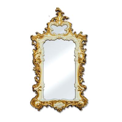 China Large size minimalist antique PU mirror frame with gold leaf can be decorated in the hall for sale