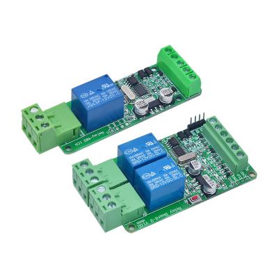 China 5V 12V Modbus Rtu 1 2 channel RS485 TTL relay module 1 communication 2 way Modbus Rtu input relay module for sale