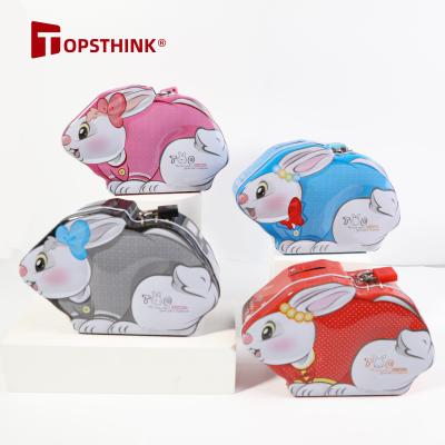 China TOPSTHINK Kids Gift Rabbit Metal Tin Money Saving Box Piggy Bank Custom Safe Coin Bank For Adults for sale