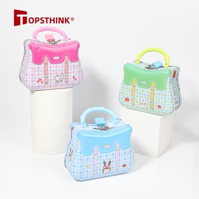 China Can Locked TOPSTHINK Custom Safe Metal Portable Rabbit Purse Shape Kids Money Saving Box Piggy Coin Bank for sale