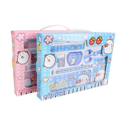 China TOPSTHINK Cute Cute Ruler 8pcs Sharpener Scissors Notebook Pencil Case Rubber Stationery Set For Kids for sale