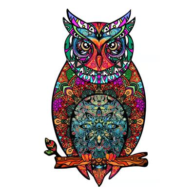 China Assembling Toy TOPSTHINK 3D Jigsaw Animal Owl Jigsaw Laser Educational Wooden Jigsaw Puzzle Toy for sale