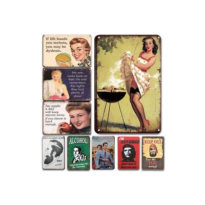 China Europe Vintage Metal Tin Sign Beer Girl Retro Printing Tin Plate for Bar Decor or Home Decoration for sale