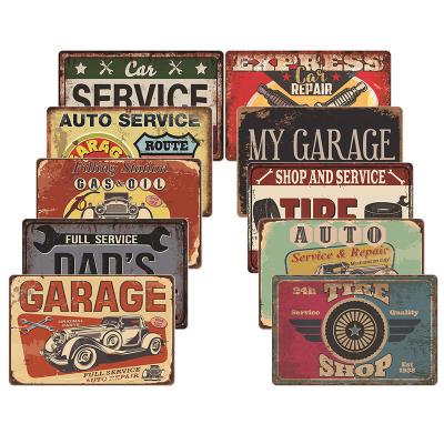 China Europe Car Decorative Dish For Door Club Garage Wall Decoration Decor Garage Plates Plaque Metal Tin Sign for sale