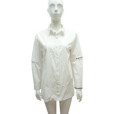 China Wholesale Anti-pilling Sleeve Fashion Button Shirt Collar White Women Casual Loose Blouse Women Long Blouse for sale