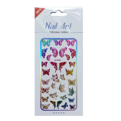 China ZIRI Temporary Shape Customized Laser Butterfly Nail Stickers Women Nail Art Decoration Home DIY for sale