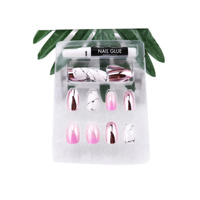 China Wholesale Design Ziri Plant Full Cover Artificial Fingertips Press On Almond Oval Square Acrylic Fake Nails for sale