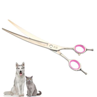 China Super Art Sustainable 8 Inch Silver Curved Pet Scissors for sale