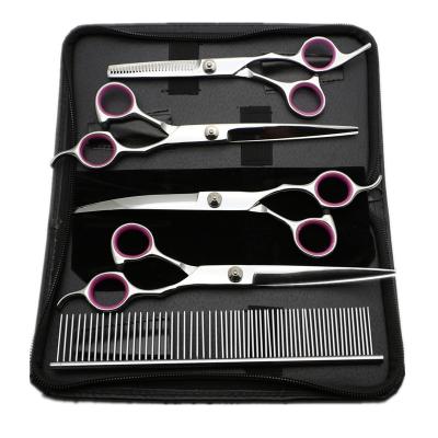 China Quality New Style Guaranteed Viable Straight Curved Dog Grooming Shears Pet Scissors Thinning Set for sale