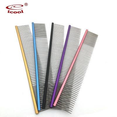 China Fashionable 19*4.5cm Long Lasting Stainless Steel Pet Grooming Comb 19*4.5cm for sale