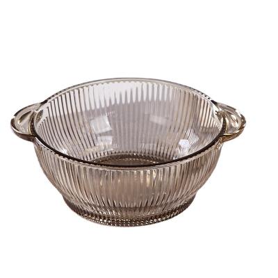 China Thickened Sustainable Glass With Double Ear Handle High Temperature Anti Scalding Crystal Bowl for sale