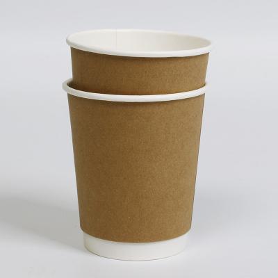 China Minimalist Custom Disposable Double Layer Logo Cold and Hot Beverage Wrapper Milk Paper Cup for sale