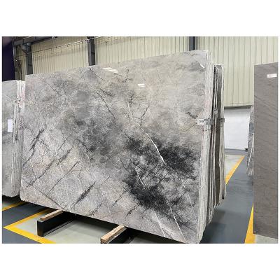 China Large Modern Gray Marble Sintered Stone Natural White Stone Slab Tile Floor Wall Stairs Step Kitchen Top Dinner Table for sale