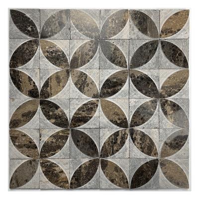 China Interior Brown Parquet Good Prices Floor Tile Decorative Stone Mosaics Wall Panels Marbled Design for sale