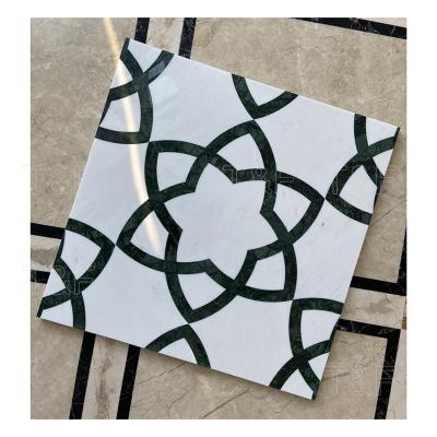 China Modern Custom Natural Marble Stone Medallion Waterjet Stone Tile Flooring Patterns Adjust Flooring Marble Medallions for sale