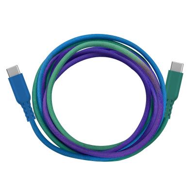 China Etc.electronic mobile phone product braided rainbow adapter usb fast charging data cable type c to type c palladium 5a 100w cable for sale