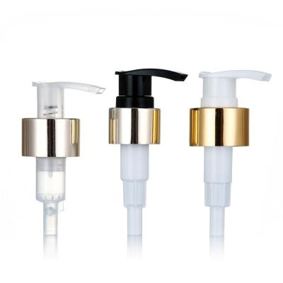 China Bottles high quality silver gold plastic spout luxury plastic aluminum cream lotion pump 24/410 for sale