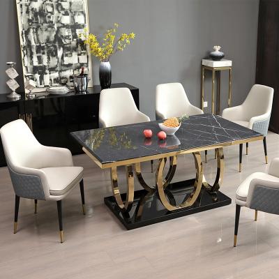 China Foldable Nordic Design Luxury Dining Table Stainless Steel Style Rectangular Left Furniture for sale