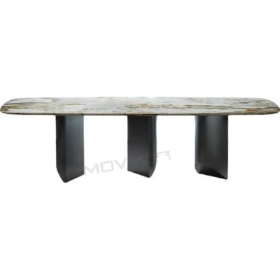 China Factory Furniture Modern Popular Home Rectangle Sintered Luxury Dining Table Top 3 Legs /ceramic Slab Modern Design for sale