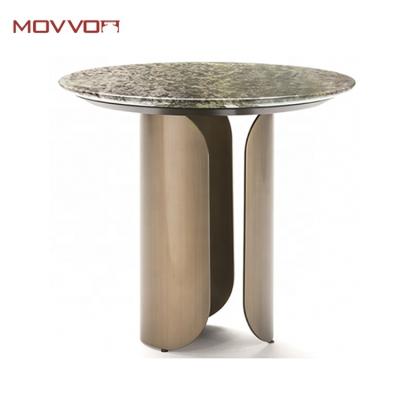 China Living room hotel lobby bedroom stainless steel convertible luxury side table coffee table with marble top for sale