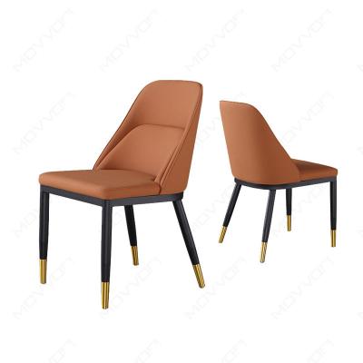 China Customizable High Quality Leather Seat Coated Metal Feet Dining Chair With Elegant Design for sale