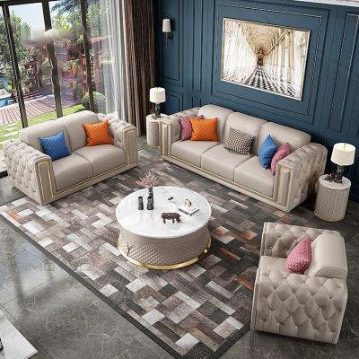 China Low Profile Tufted Modern Postmodern Microfiber Combination Sofa Villa Size Living Room Leather Sofa Set for sale