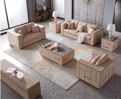 China European Style Adorned 3 2 Seater Fabric&leather 1 Sectional Sofa Set New Model Modern Steel American Style Living Room Sofa Set for sale